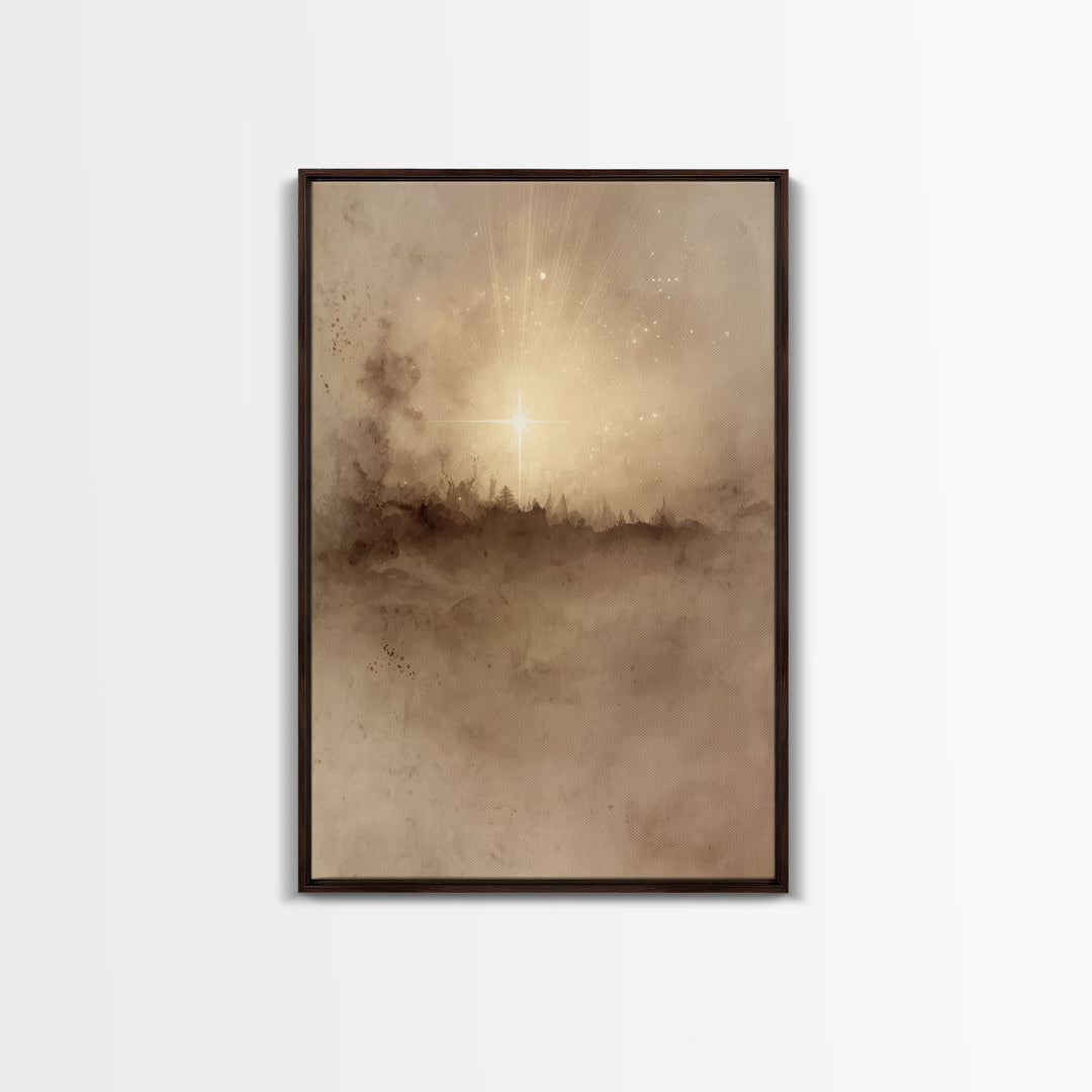 Star Of Bethlehem, Framed Canvas Print, Christian Wall Art, Christian Art Canvas, Christmas Art, Christian Christmas Art, Christian Decor
