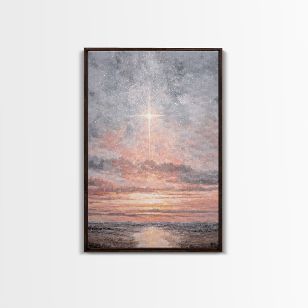 Celestial Promise | Framed Canvas Print | Christian Wall Art | Christian Art Canvas | Christmas Art | Christian Christmas Art | Christian D