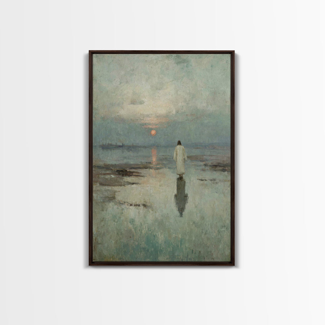 Sunset Messiah – Framed Canvas Print – Christian Wall Art – Christian Art Canvas – Jesus Painting – Christmas Art Prints