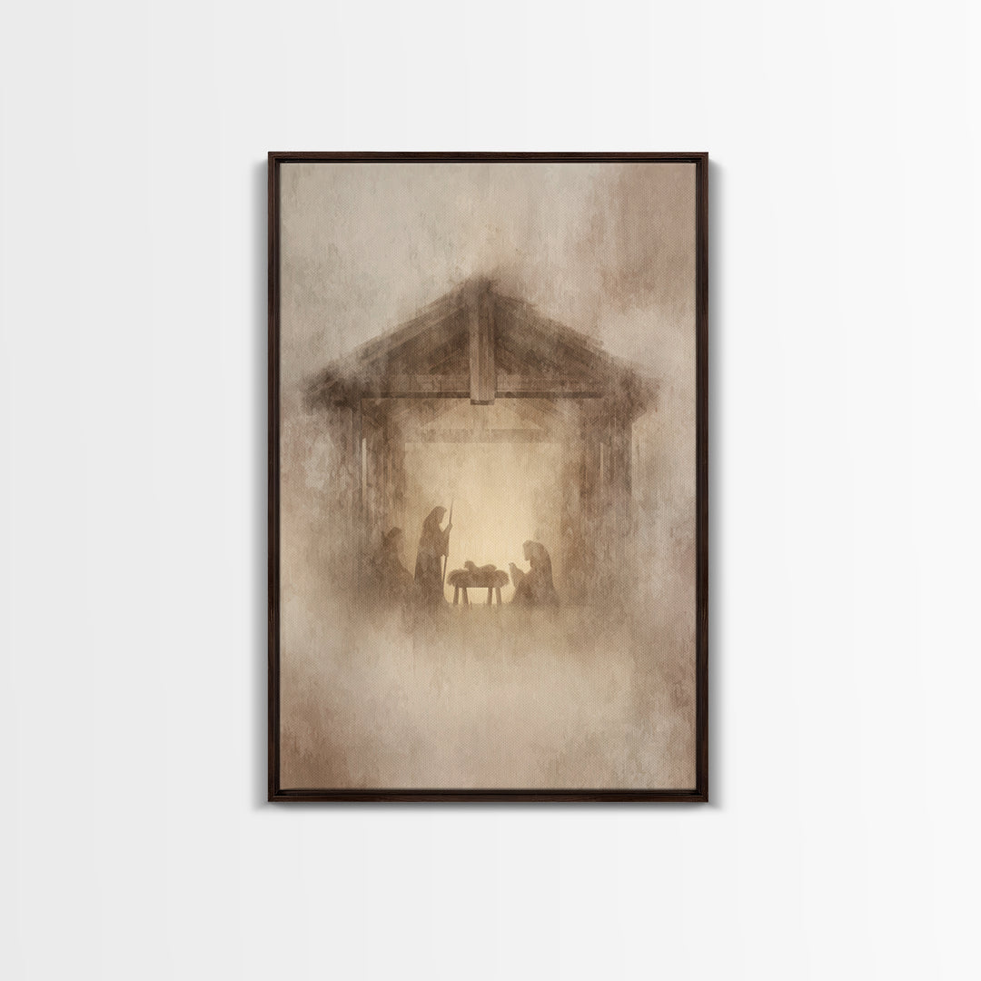 Humble Nativity – Framed Canvas Print – Christian Wall Art – Christian Art Canvas – Christmas Art – Christian Christmas Art – Christian Dec