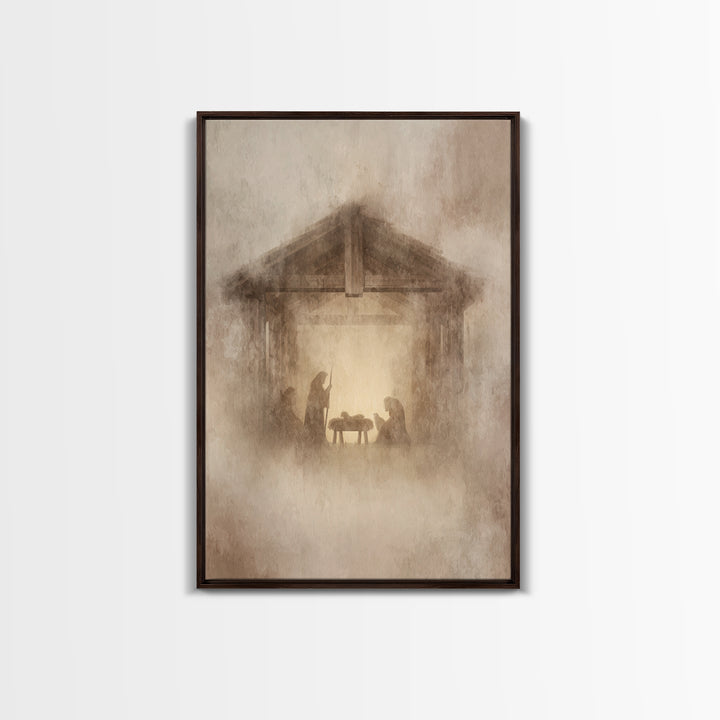 Humble Nativity – Framed Canvas Print – Christian Wall Art – Christian Art Canvas – Christmas Art – Christian Christmas Art – Christian Dec