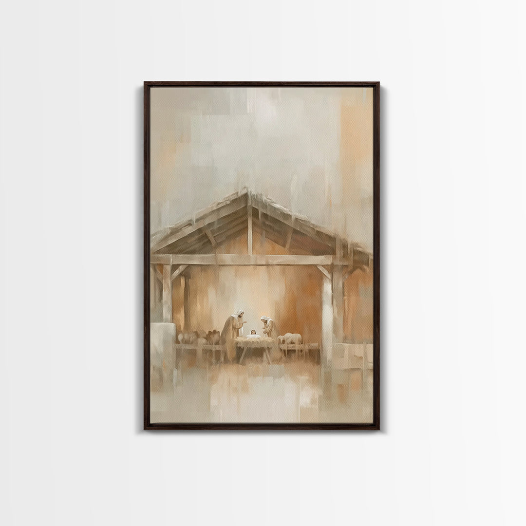 Quiet Manger Light – Framed Canvas Print – Christian Wall Art – Christian Art Canvas – Christmas Art – Christian Christmas Art – Christian