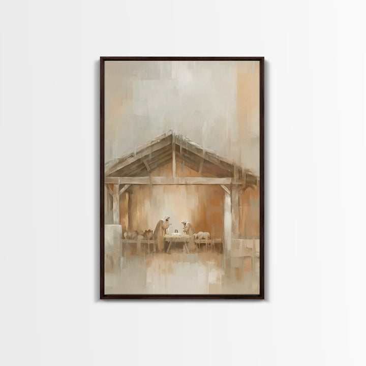 Quiet Manger Light – Framed Canvas Print – Christian Wall Art – Christian Art Canvas – Christmas Art – Christian Christmas Art – Christian