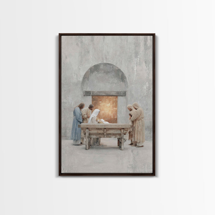 Humble Adoration, Framed Canvas Print, Christian Wall Art, Christian Art Canvas, Christmas Art, Christian Christmas Art, Christian Decorati