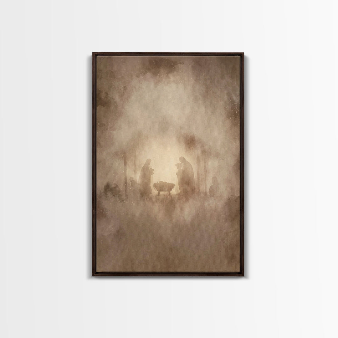 Silent Worship – Framed Canvas Print – Christian Wall Art – Christian Art Canvas – Christmas Art – Christian Christmas Art – Christian Gift