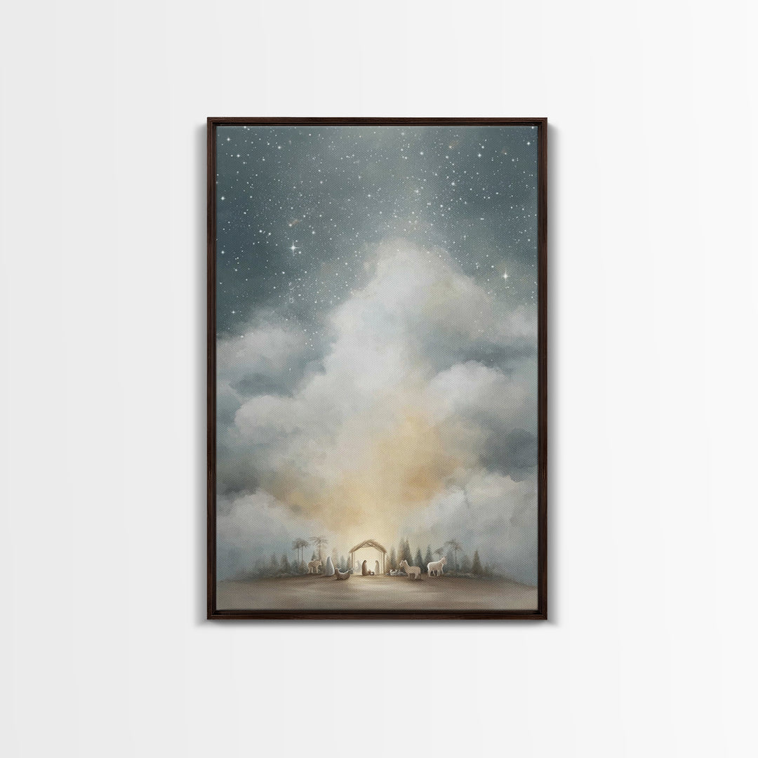 Heavenly Visitation | Framed Canvas Print | Christian Wall Art | Christian Art Canvas | Christmas Art | Christian Christmas Art | Christian