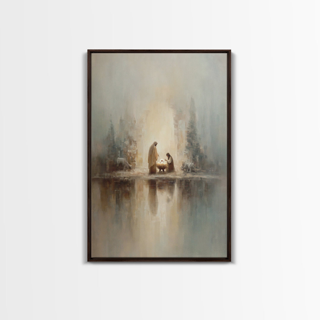 Peaceful Nativity – Framed Canvas Print – Christian Wall Art – Christian Art Canvas – Christmas Art – Christian Christmas Art – Christian D