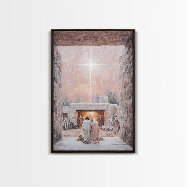 Celestial Nativity, Framed Canvas Print, Christian Wall Art, Christian Art Canvas, Christmas Art, Christian Christmas Art, Christian Decora
