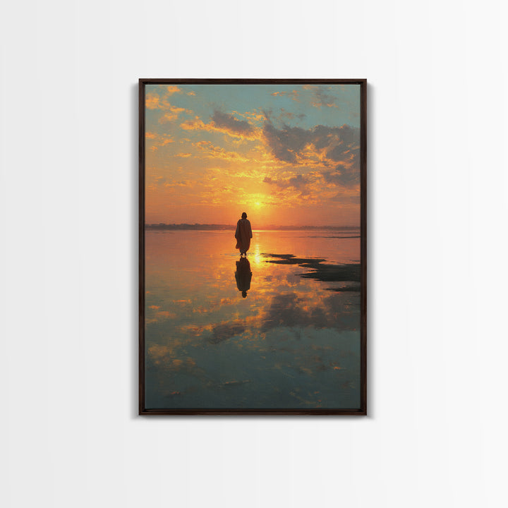 Sunset Messiah – Framed Canvas Print – Christian Wall Art – Christian Art Canvas – Large Jesus Painting – Christian Painting – Christian Ar