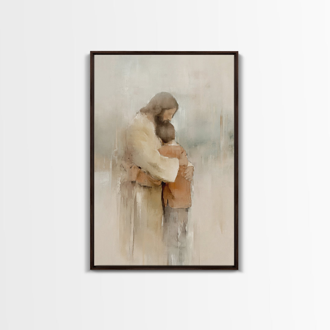 Everlasting Embrace – Framed Canvas Print – Christian Wall Art – Christian Art Canvas – Jesus Painting – Christian Art Print – Subtle Chris