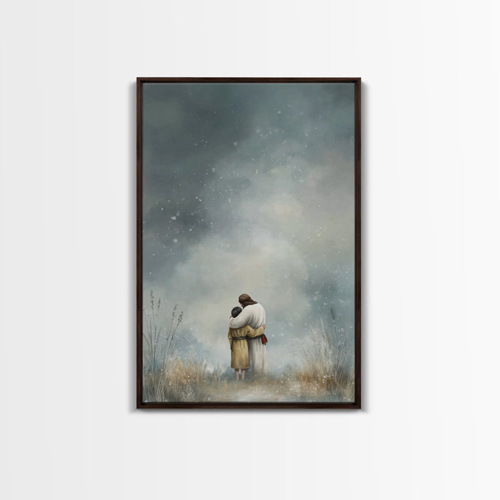 Snowfall Comfort, Framed Canvas Print, Christian Wall Art, Christian Art Canvas, Christian Paintings, Christian Art Gift, Subtle Christian
