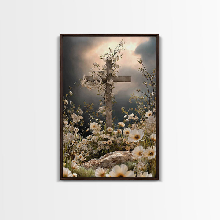 Blossoms Of Grace - Framed Canvas Print - Christian Wall Art - Christian Art Canvas - Jesus Painting - Christian Decor - Christian Gift