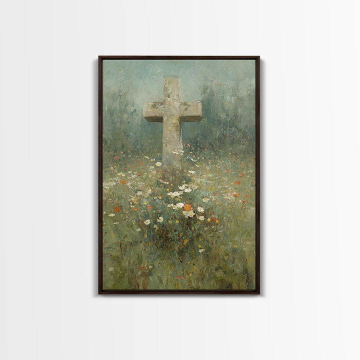 Field Of Mercy - Framed Canvas Print - Christian Art Print - Vintage Christian Art - Christian Wall Art - Christian Painting - Christian Ho