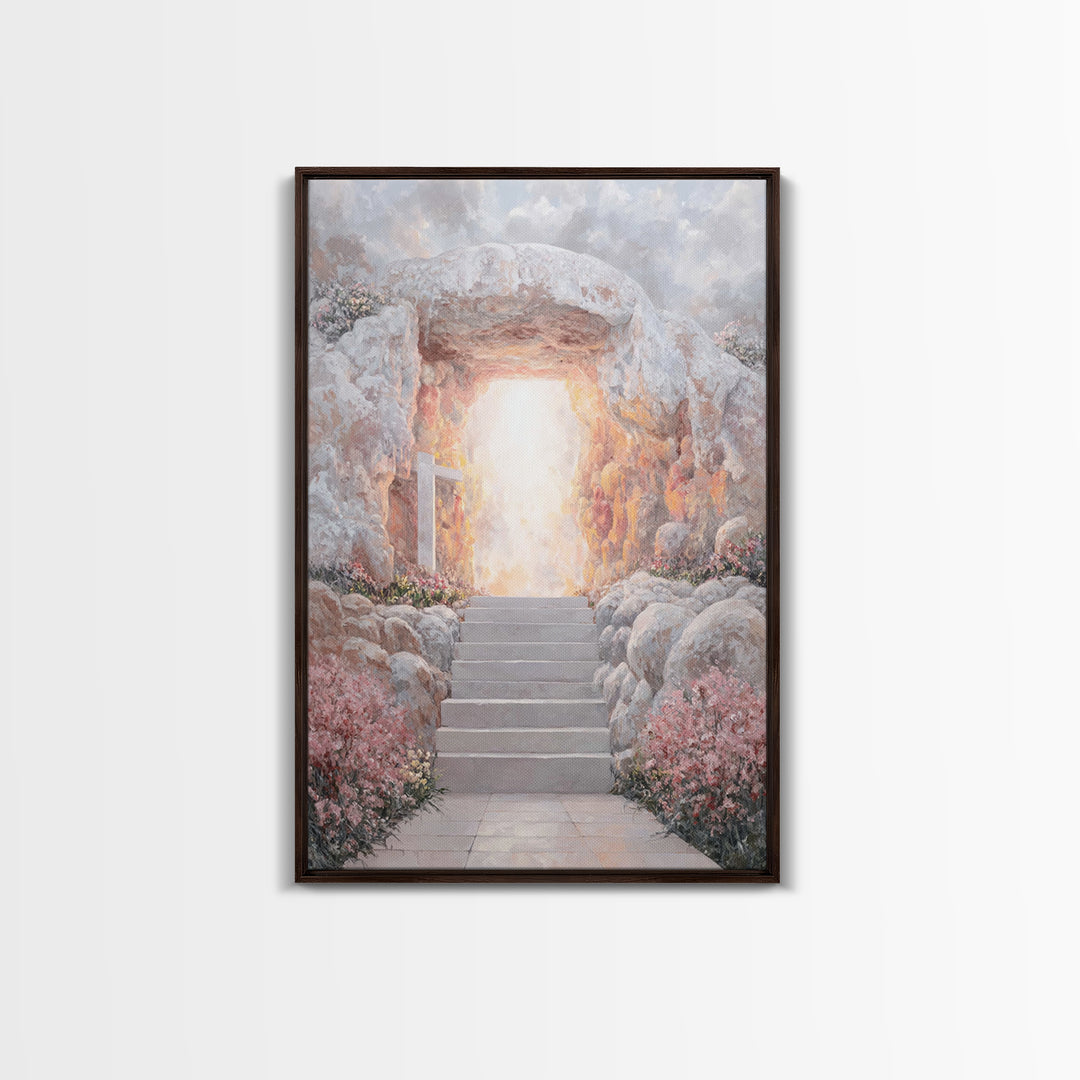 Stairway To Light - Framed Canvas Print - Christian Wall Art - Christian Art Painting - Large Christian Art - Christian Canvas Art - Christ