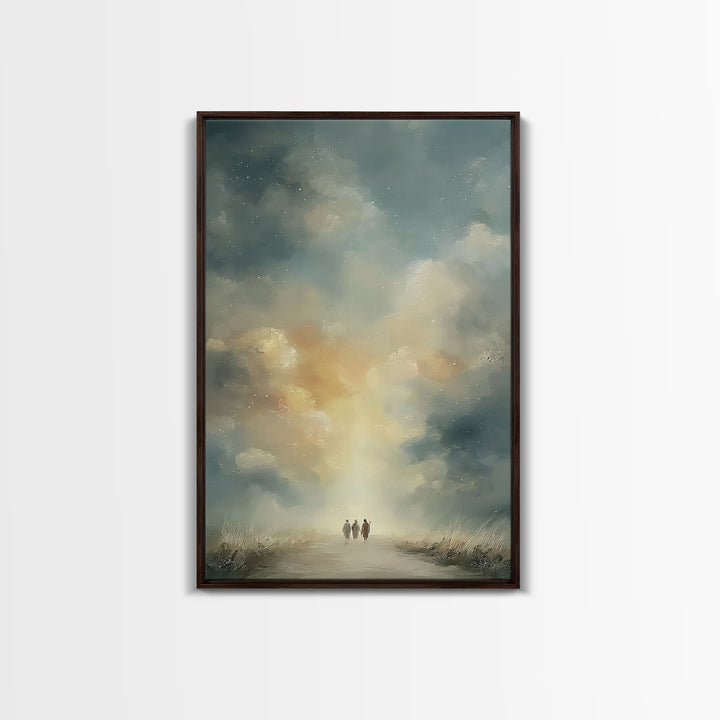 Heavenly Walk Light – Framed Canvas Print – Christian Wall Art – Jesus Painting – Christian Art Canvas – Christian Christmas Art