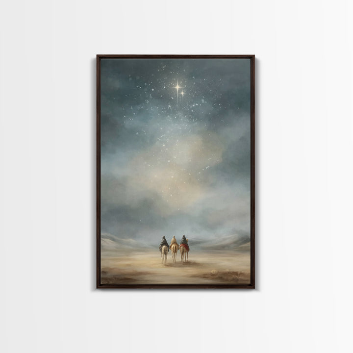 Starry Distant Journey – Framed Canvas Print – Christian Wall Art – Christian Art Canvas – Christmas Art Prints – Christian Christmas Art –