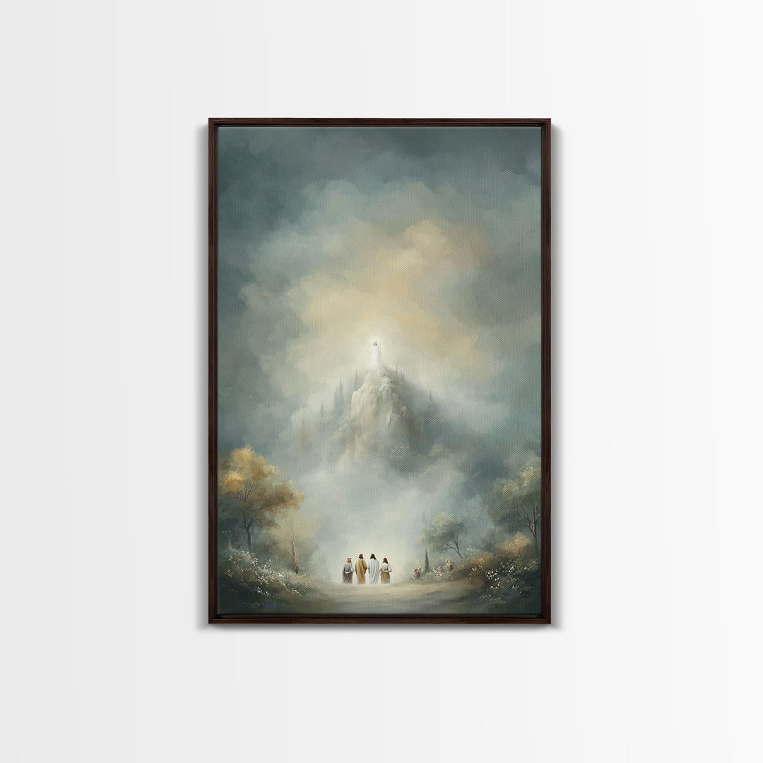 Mountain Glory Light, Framed Canvas Print, Christian Wall Art, Christian Art Canvas, Jesus Painting, Modern Christian Art, Christian Gift I