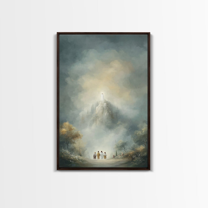 Mountain Glory Light, Framed Canvas Print, Christian Wall Art, Christian Art Canvas, Jesus Painting, Modern Christian Art, Christian Gift I