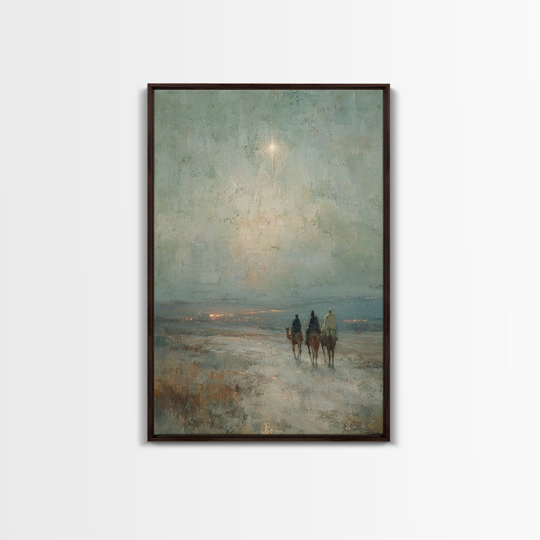 Night Caravan – Framed Canvas Print – Jesus Painting – Christian Wall Art – Christian Christmas Art – Christian Art Canvas