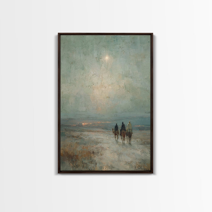 Night Caravan – Framed Canvas Print – Jesus Painting – Christian Wall Art – Christian Christmas Art – Christian Art Canvas