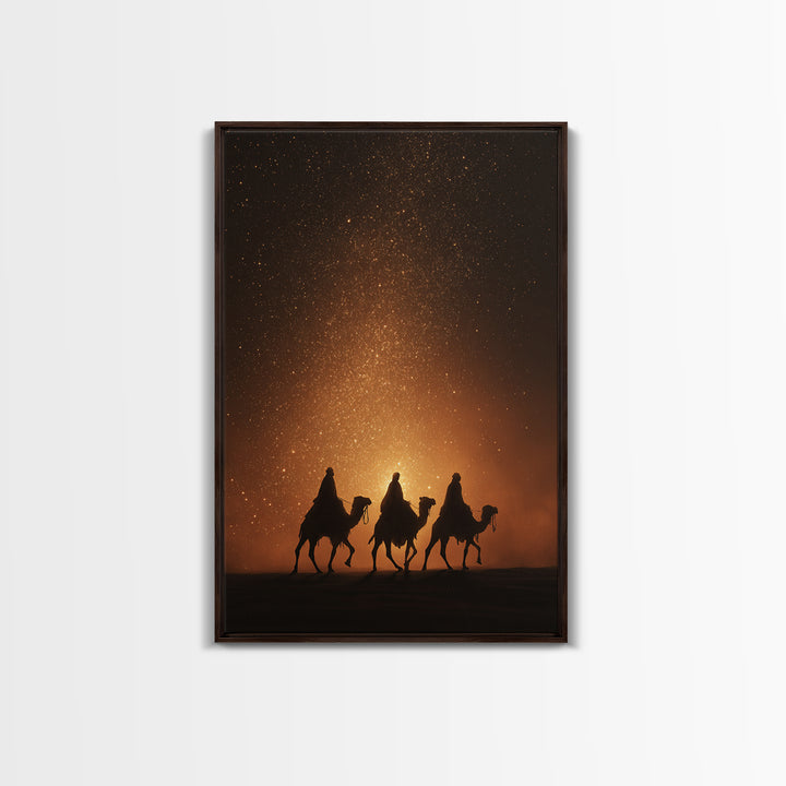 Golden Heavens – Framed Canvas Print – Christian Art Canvas – Christian Wall Art – Christian Christmas Art – Jesus Painting