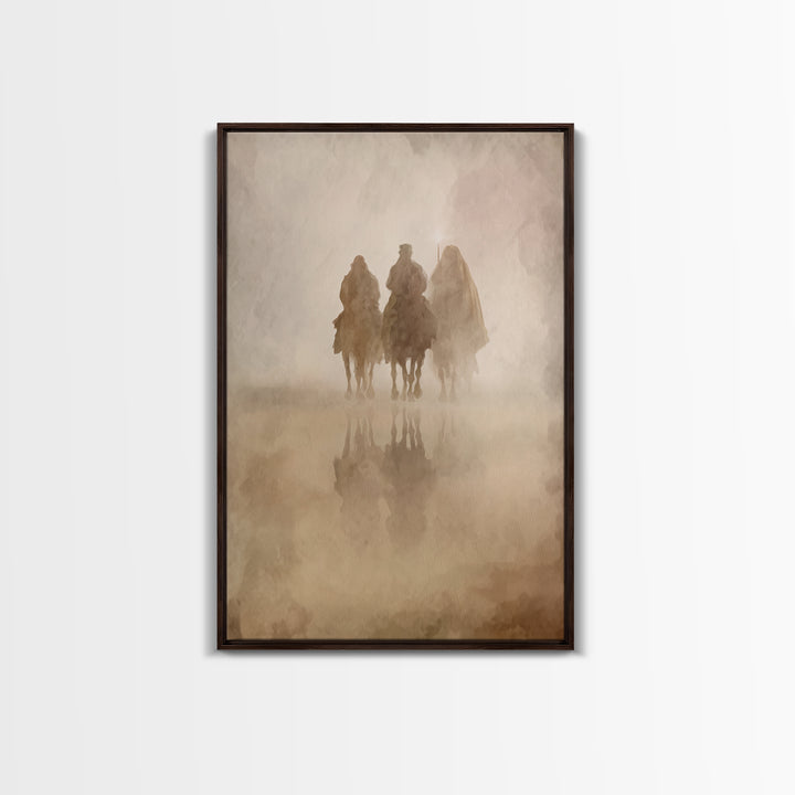 Misty Caravan – Framed Canvas Print – Christian Wall Art – Christian Art Canvas – Christian Christmas Art – Christmas Art – Jesus Painting