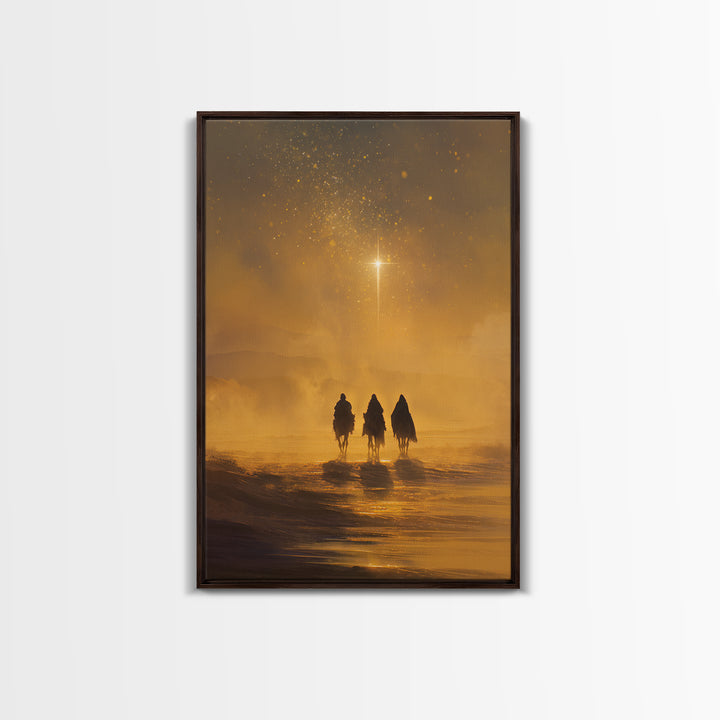 Golden Starpath – Framed Canvas Print – Christian Christmas Art – Christian Art Canvas – Jesus Painting – Christian Wall Art – Christmas Ar