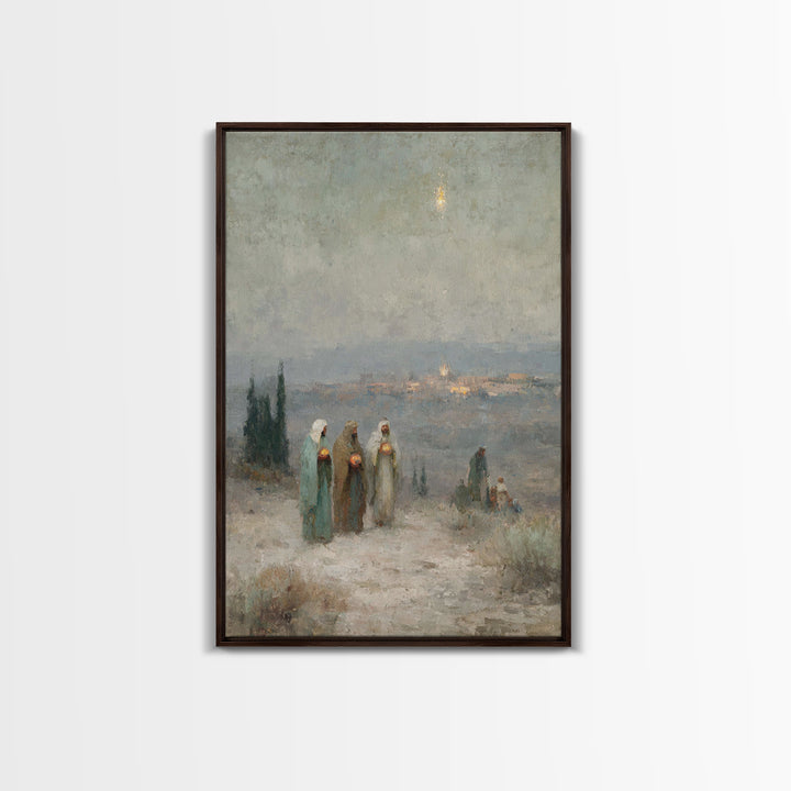 Pilgrims United – Framed Canvas Print – Christian Art Canvas – Christian Christmas Art – Christian Wall Art – Jesus Painting – Christmas Ar