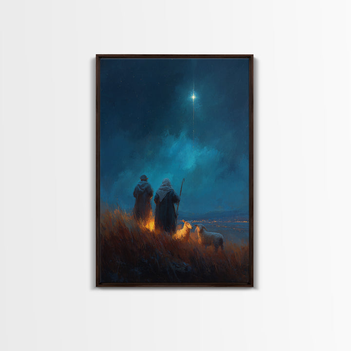 Shepherds’ Wonder – Framed Canvas Print – Christian Wall Art – Christian Art – Christmas Art – Christian Art Canvas – Christian Christmas A