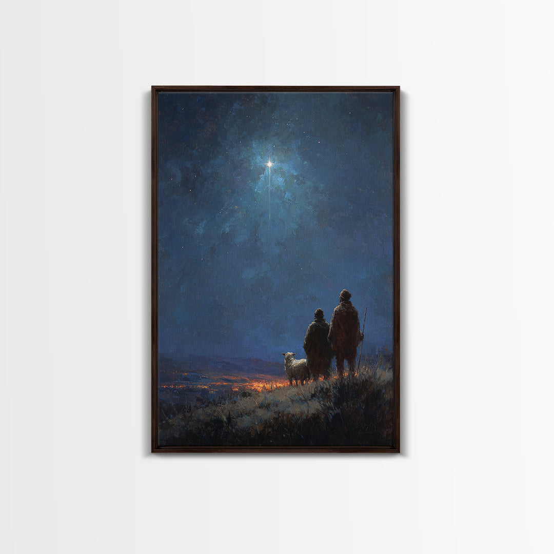 Night Watch Star – Framed Canvas Print – Christian Christmas Art – Christian Wall Art – Christian Art Canvas – Christmas Art – Christian De