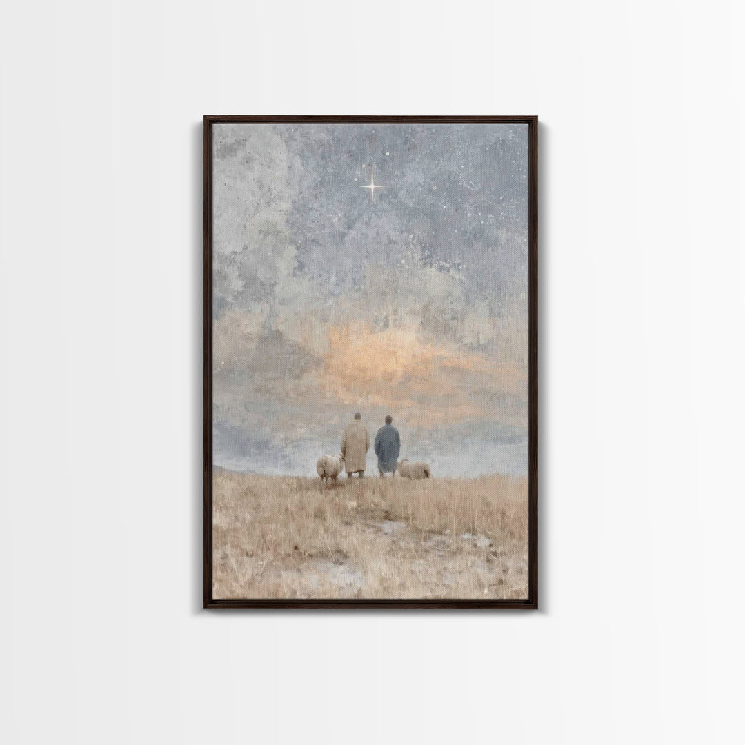 Silent Star Keepers – Framed Canvas Print – Christian Wall Art – Christian Decorations – Christian Art Canvas – Christmas Art – Christian C