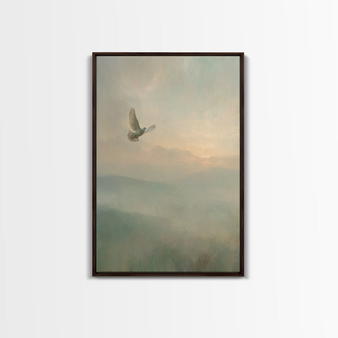 Gentle Flight – Framed Canvas Print – Christian Wall Art – Christian Art Canvas – Christian Art Print – Subtle Christian Art – Minimalist C