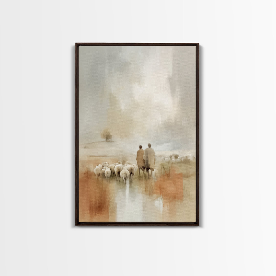 Pasture of Promise – Framed Canvas Print – Christian Wall Art – Christian Art Canvas – Christmas Art – Christian Christmas Decor – Christia