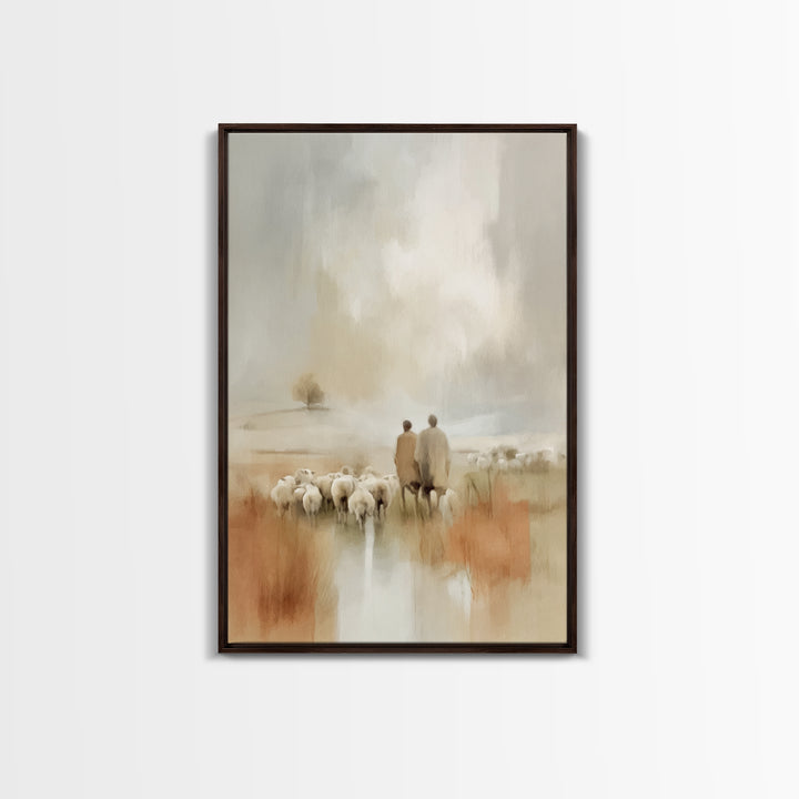 Pasture of Promise – Framed Canvas Print – Christian Wall Art – Christian Art Canvas – Christmas Art – Christian Christmas Decor – Christia