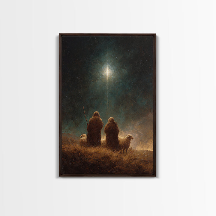 Shepherds’ Holy Night – Framed Canvas Print – Christian Art Canvas – Christian Wall Art – Christian Christmas Art – Christmas Art – Christi