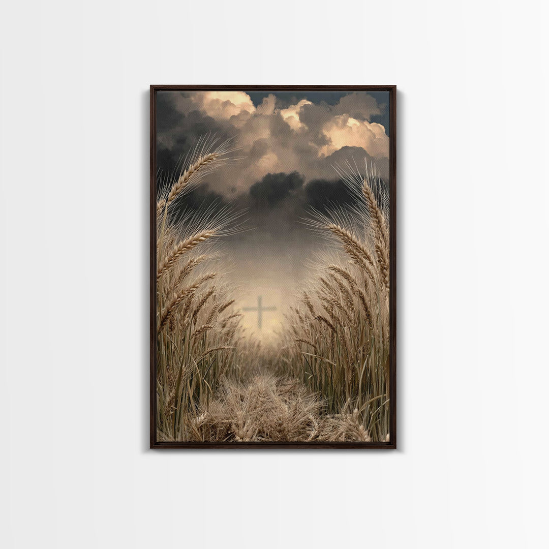 Stormlit Harvest | Framed Canvas Print | Christian Wall Art | Christian Art Canvas | Moody Christian Art | Christian Gift | Christian Paint