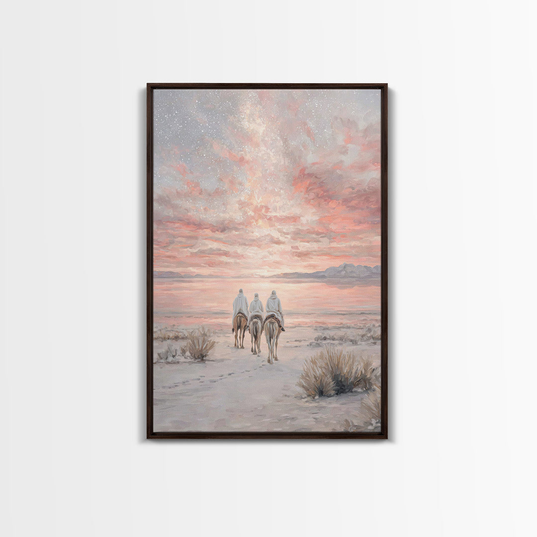 Desert Morning Light, Framed Canvas Print, Christian Art Canvas, Christmas Wall Art, Christian Christmas Decor, Modern Christian Art, Jesus