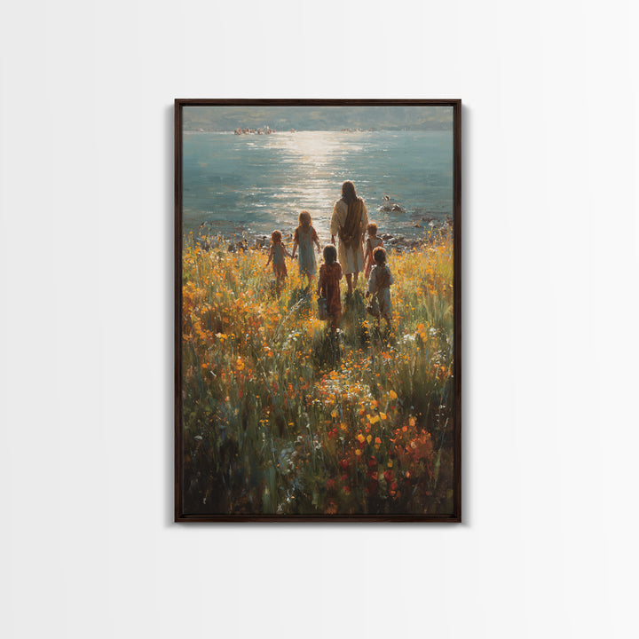 Light Of The Shore – Framed Canvas Print – Jesus Painting – Christian Wall Art – Large Christian Art – Christian Art Canvas – Christian Chr
