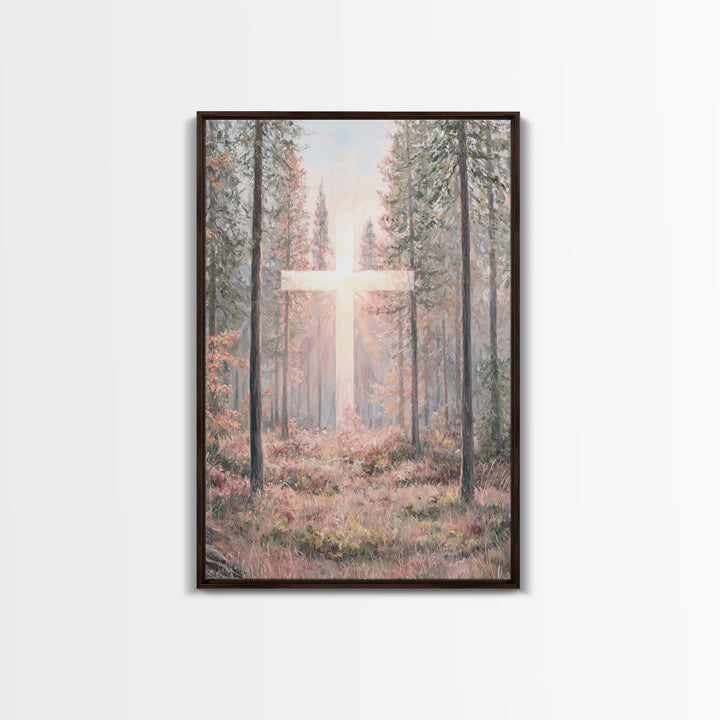 Glory In The Pines – Framed Canvas Print – Christian Art Canvas – Christian Wall Art – Christian Painting – Modern Christian Art – Christia