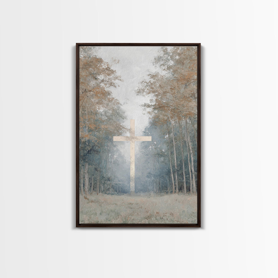 Stillness Of The Cross – Framed Canvas Print – Christian Painting – Christian Art Canvas – Christian Wall Art – Subtle Christian Art – Chri