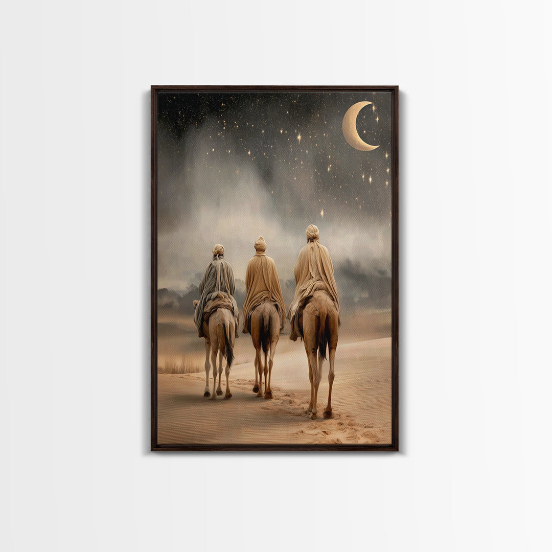 Nightfall Pilgrimage – Framed Canvas Print – Christian Art – Christian Wall Art – Christmas Art Prints – Christian Christmas Art – Christia