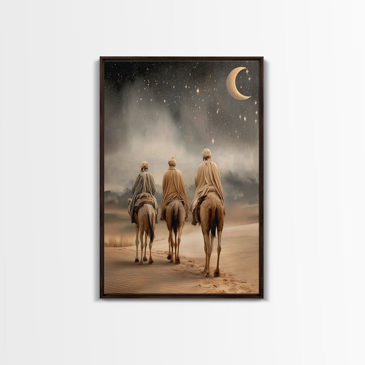 Nightfall Pilgrimage – Framed Canvas Print – Christian Art – Christian Wall Art – Christmas Art Prints – Christian Christmas Art – Christia