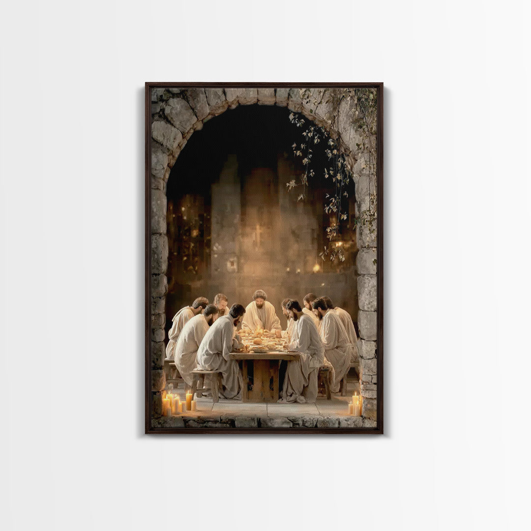 Sacred Table – Framed Canvas Print – Christian Art Canvas – Christian Wall Art – Jesus Painting – Christian Christmas Art – Vintage Christi