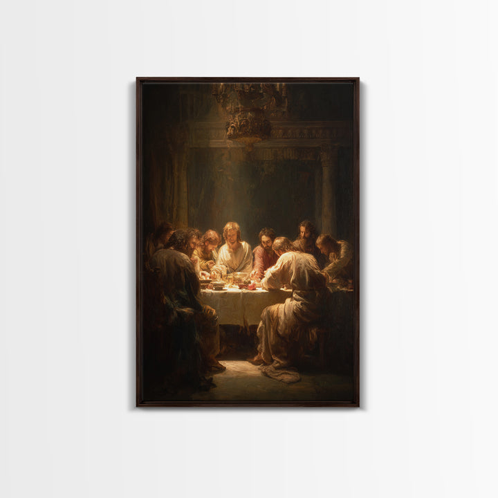 Last Supper Grace – Framed Canvas Print – Christian Wall Art – Christian Art Canvas – Large Jesus Painting – Moody Christian Art – Christia