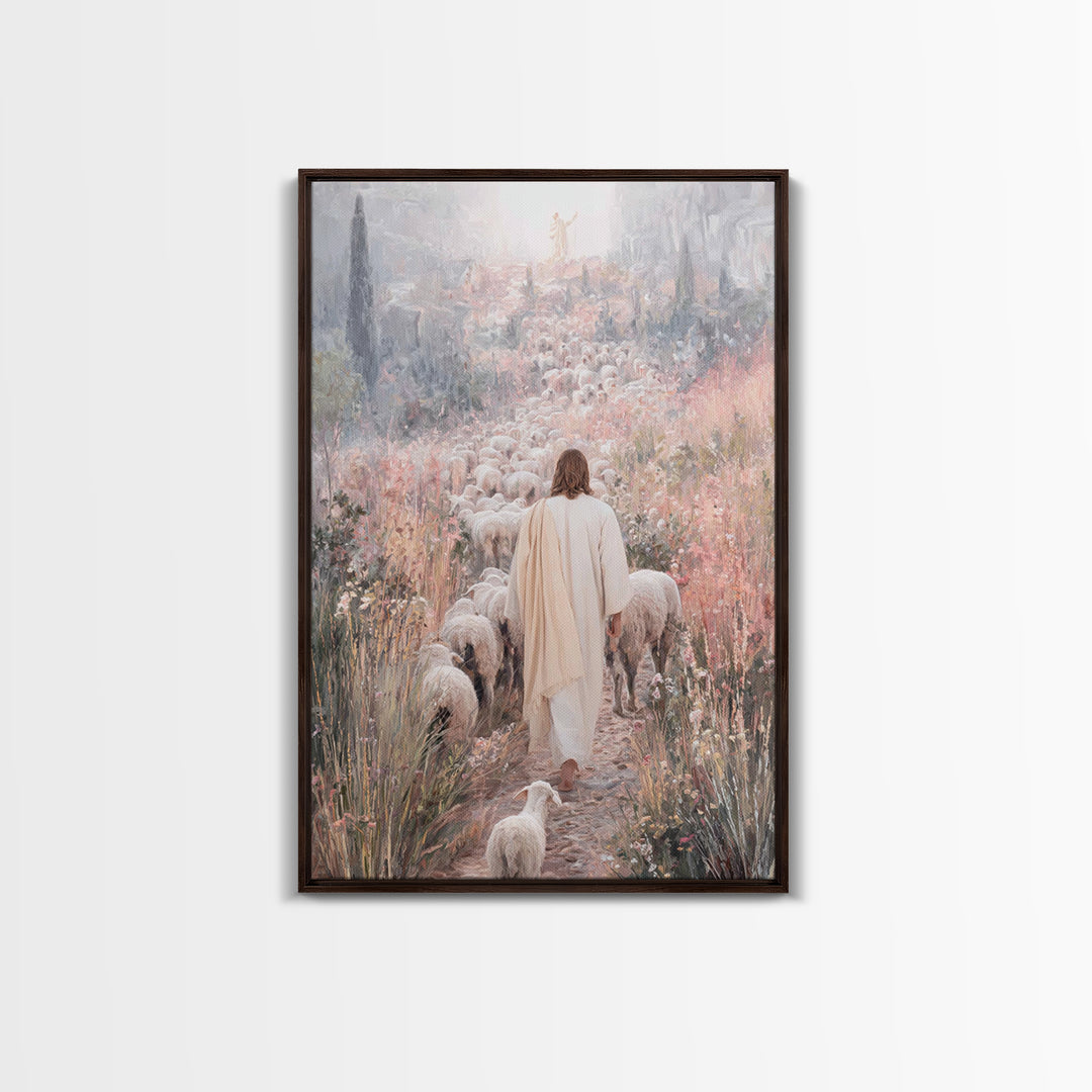 Path Of Mercy – Framed Canvas Print – Christian Wall Art – Jesus Painting – Christian Art Canvas – Pastoral Scenery – Christian Christmas A