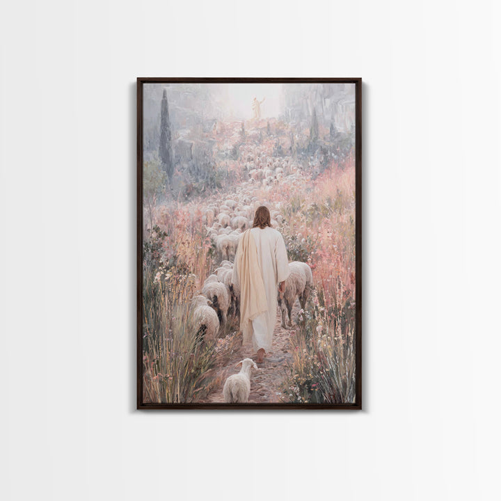 Path Of Mercy – Framed Canvas Print – Christian Wall Art – Jesus Painting – Christian Art Canvas – Pastoral Scenery – Christian Christmas A