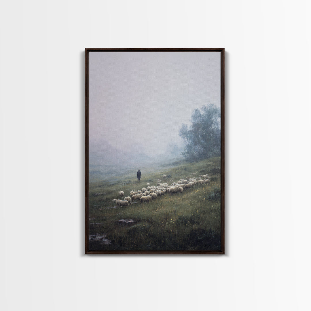 Hillside Light – Framed Canvas Print – Christian Wall Art – Jesus Painting – Modern Christian Art – Christian Decor – Christmas Art Prints