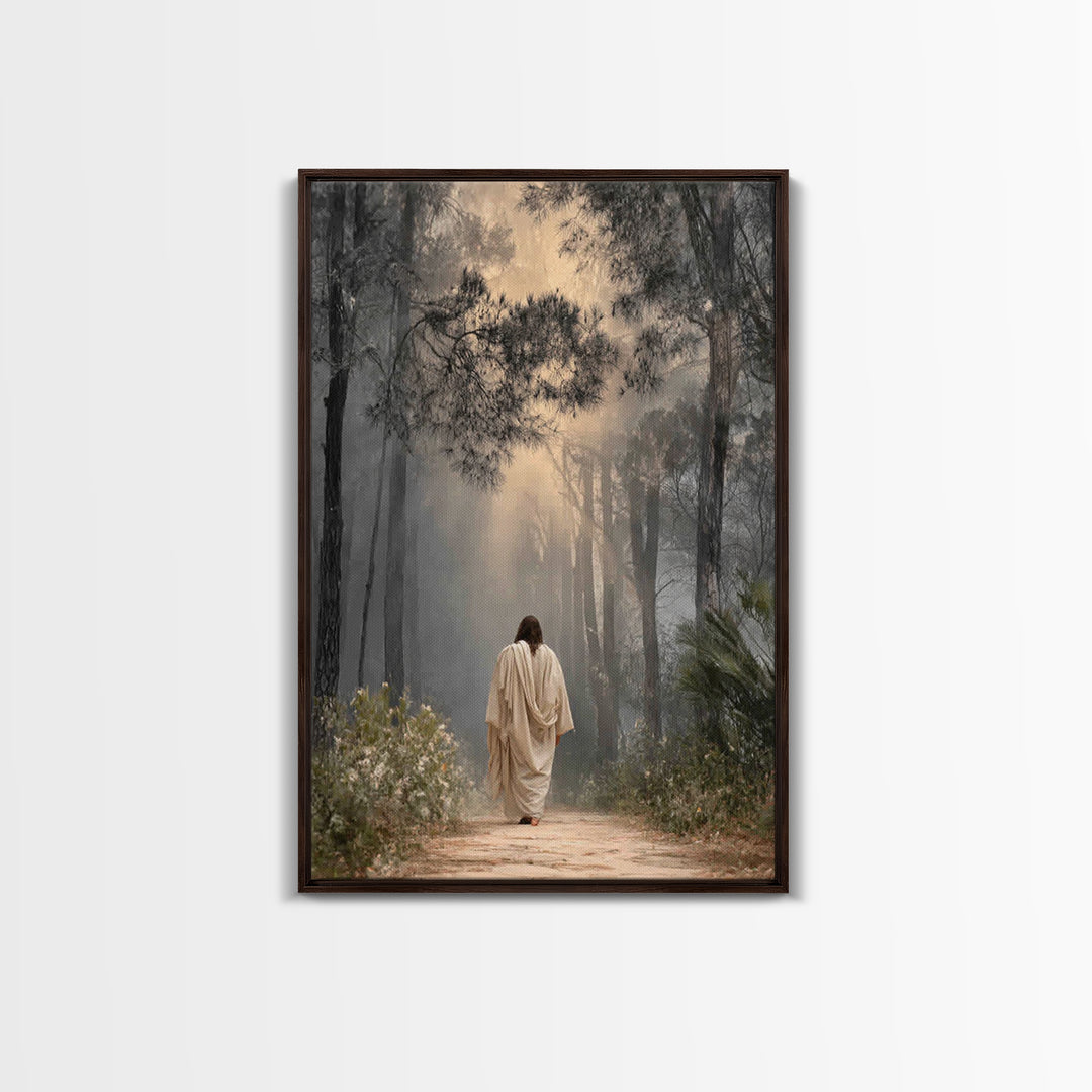Golden Path – Framed Canvas Print – Christian Art Print – Christian Wall Art – Subtle Christian Art – Jesus Painting – Christmas Decor