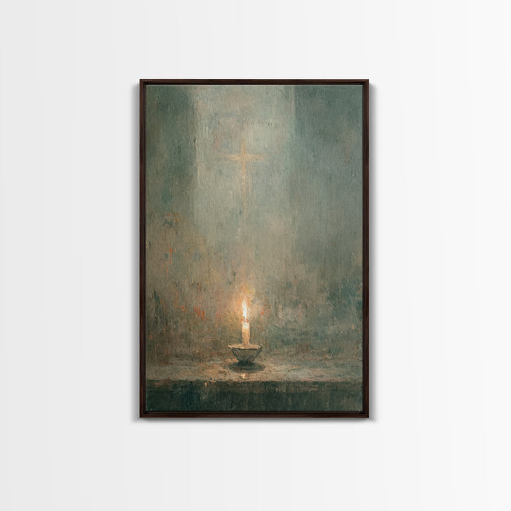 Sacred Candle Glow – Framed Canvas Print – Christian Wall Art – Christian Decor – Christian Art Canvas – Minimalist Christian Art – Christi