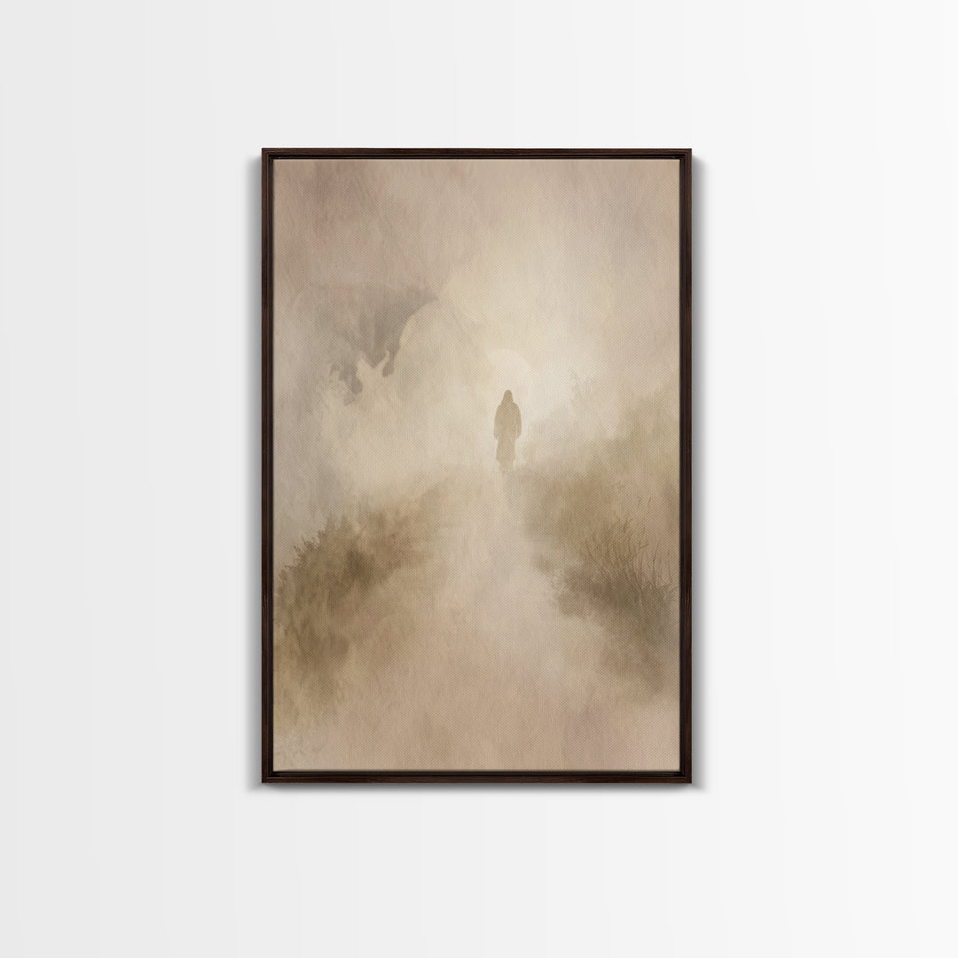 Solitude Of Grace – Framed Canvas Print – Christian Wall Art – Christian Art Canvas – Moody Christian Art – Jesus Painting – Christmas Art